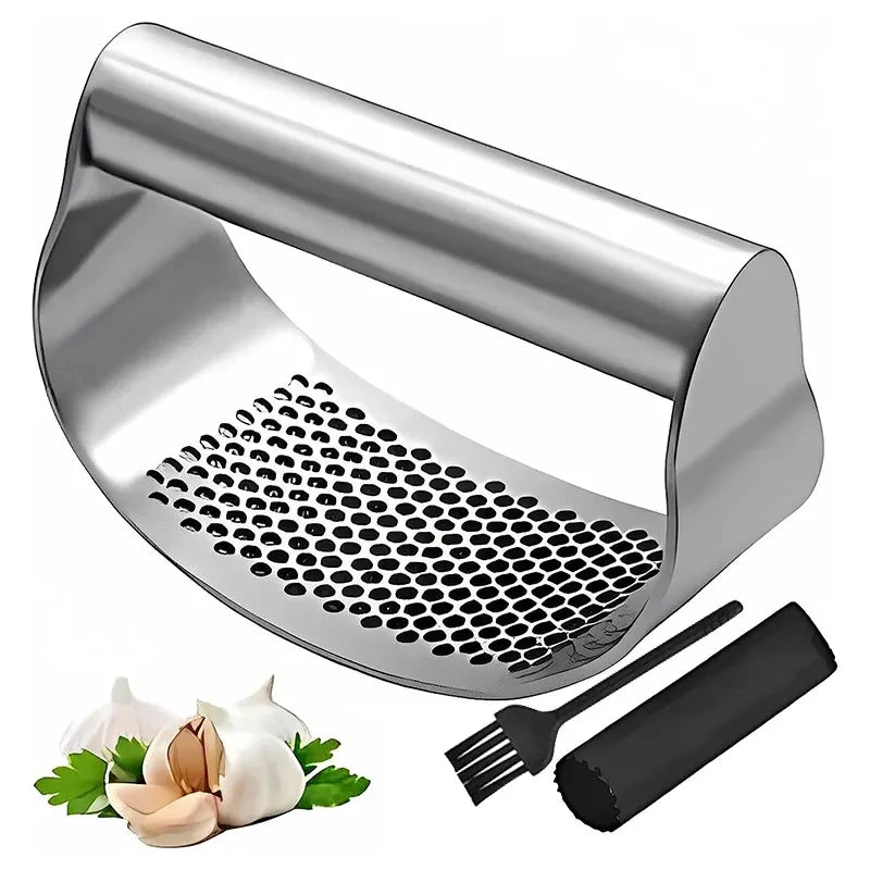 Moedor de alho, de aço inoxidável atualizado, espremedor, manual, alho, gengibre, rocker, triturador, corte de alho, ferramentas de picar, utensílios de cozinha